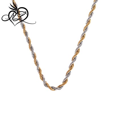 Loordon Jewelry Stainless Steel Mix Color Gold Silver Rope Chain Necklace