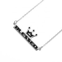 LOORDON STOCK Stainless Steel Crown Shaped Blessed Pendant Necklace