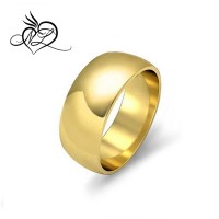 7mm Wide 316L Stainless Steel Silver "Hard-Thick" Plated 18k Gold Shiny Polish Dome COMFORT FIT Wedding Band Ring