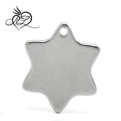 Silver Tone Stainless Steel Star Charm Pendants Blank Stamping Tags 20x18mm