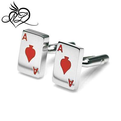 Classic Stainless Steel Poker Ace Cufflinks for Men