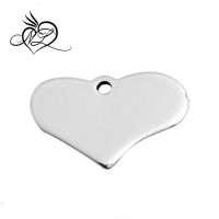 Stainless Steel Silver Heart Charm Pendants Blank Stamping Tags 19x12mm( 6/8"x 4/8")