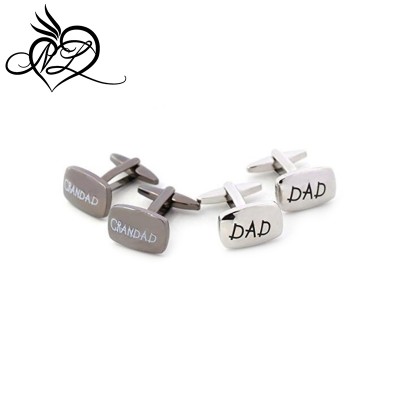 Dad Grandad Mens Cufflinks Platinum Plated Cuff-Link Best Gift for Father'day 2pairs Set