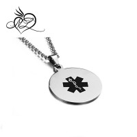 Stainless Steel Medical Pendant Necklace for Women and Men,Free Engraving