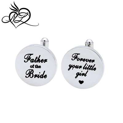 Father of the Bride Cufflinks, Forever Your Little Girl Stainless Steel Cuff Links Gift For Dad