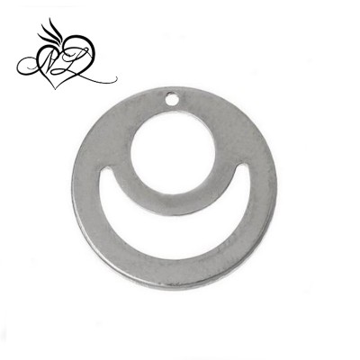 Silver Tone Stainless Steel Stamping Blanks Tags Round Charm Pendants 15mm Dia