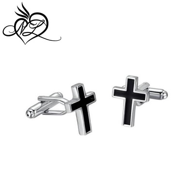 Cross Cufflinks Black Men's Cool Jewelry Cool Stainless Steel Cuff links