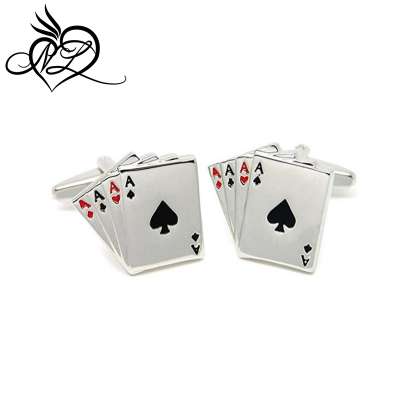 Cufflinks For Men - Stainless Steel Wedding Business Gift 4A Poker Shirts Silver