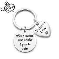 Stainless Steel Sister in Law Keychain When I Married Your Brother I Gained a Sister Gift