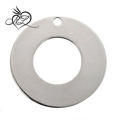 Stainless Steel Stamping Blank Tags Charm Pendants Round Donut 30mm(1 1/8")Dia